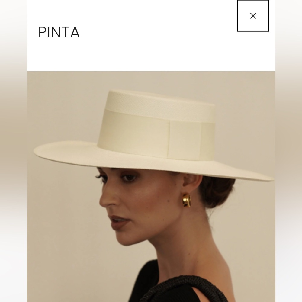 New Artesano Pinto Elegant Cream white Wide-Brim Hat Large L M adjustable boater - Picture 3 of 10